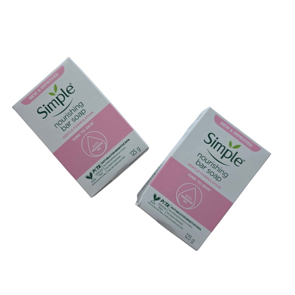 Simple Nourishing Bar Soap With Geranium Oil 4.4 oz Each Lot Of 2